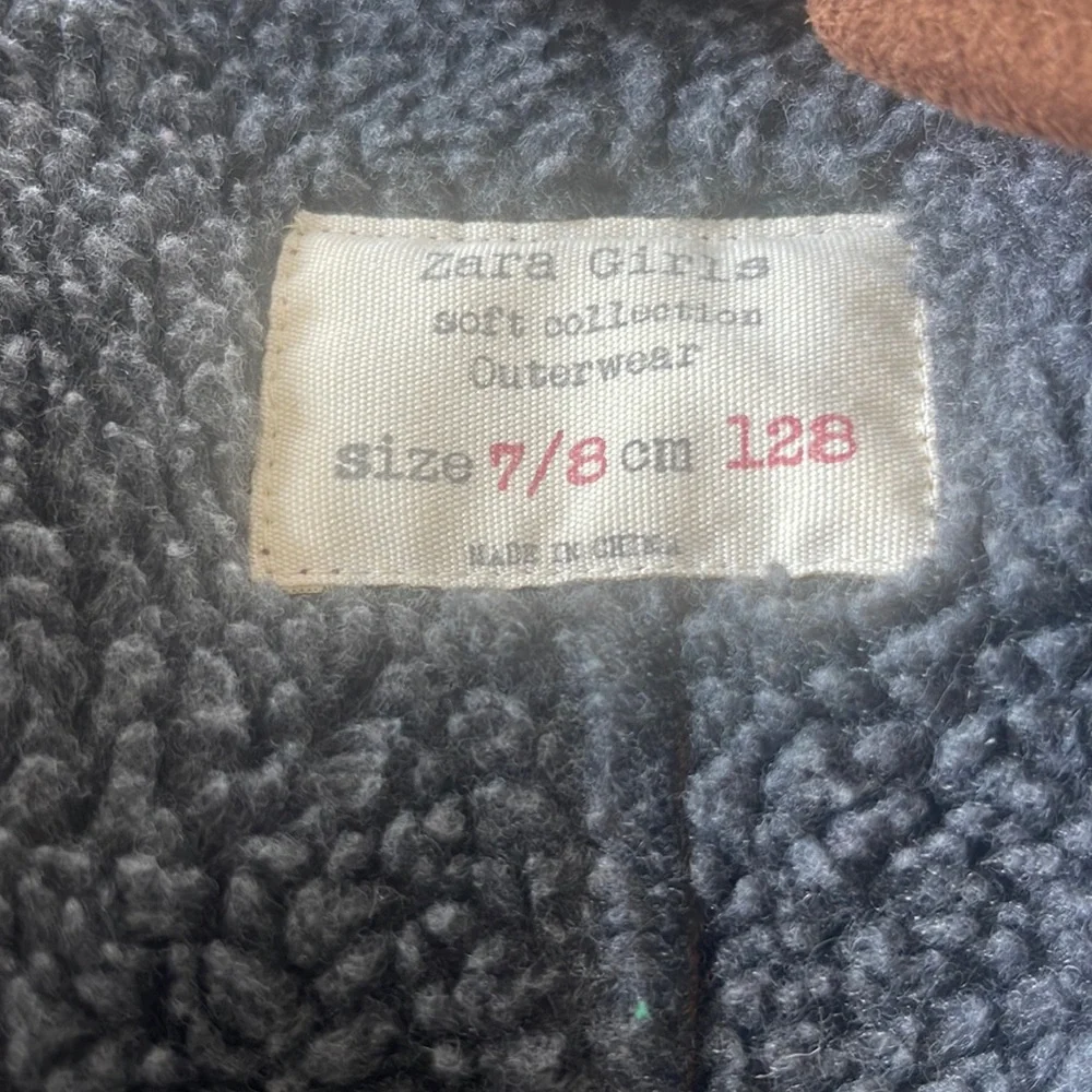 Zara Brown Sherpa Coat Jacket Size 7/8 Girls - Picture 8 of 8